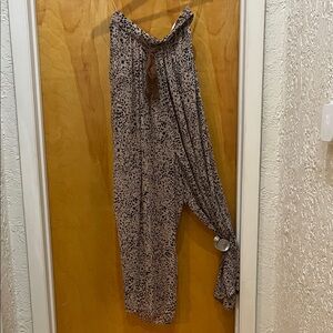 Elegant Tan Patterned Women's Jumpsuit